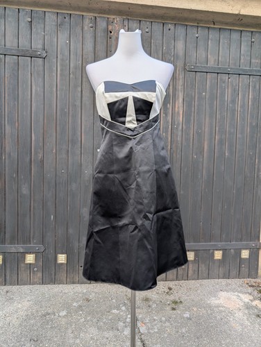 Schwarz weiß satin partykleid - weiß,