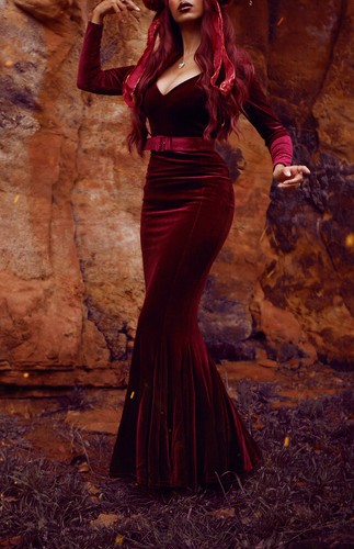 Samt kleid rot vintage - kleid, style