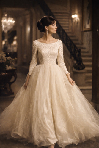 Vintage tüllkleid seidensatin - vintage,